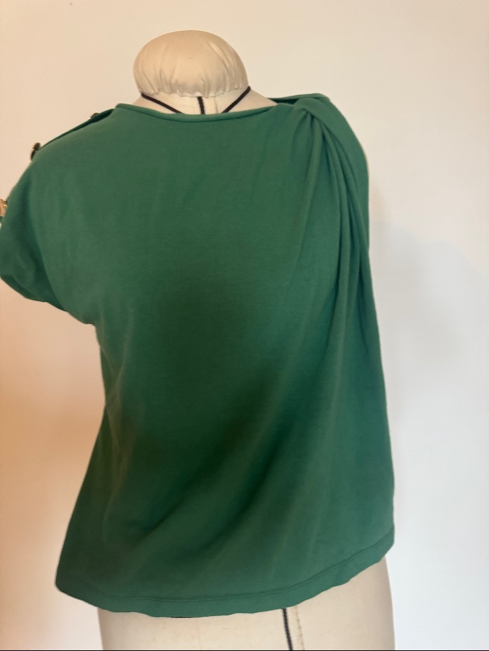 Green Draped Shoulder Women's Top